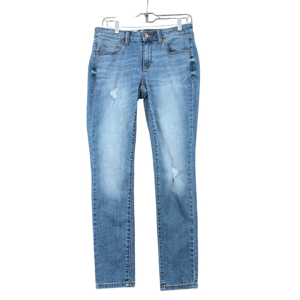 Sonoma Goods For Life Womens Skinny Jeans Size 6 Medium Wash Distressed‎ Blue